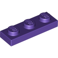 Lego destička 1x3, tmavě fialová (4224859, 6035470)